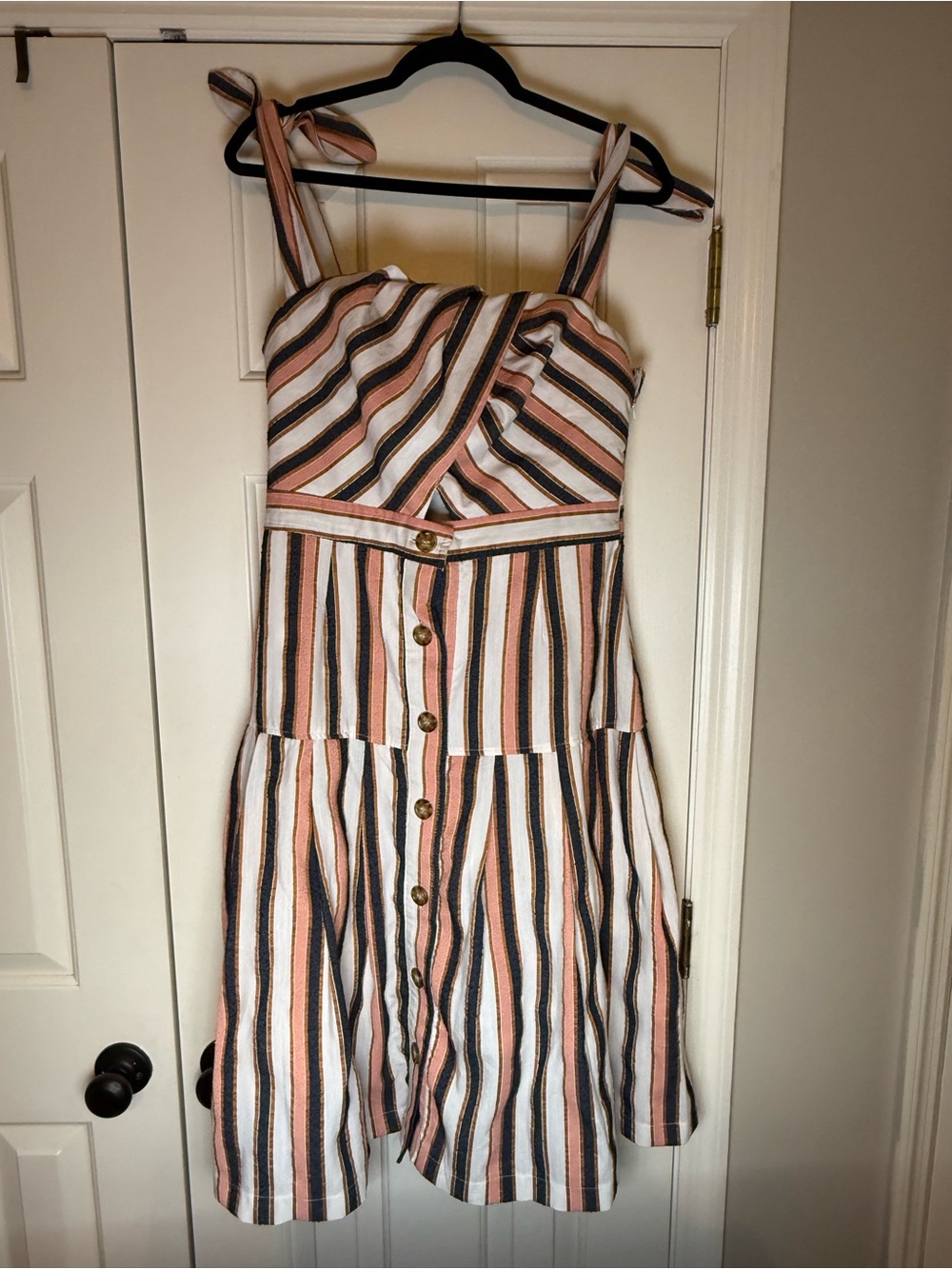 Gianni Bini Striped Tie-Shoulder Midi Dress in Pink, Black & White
